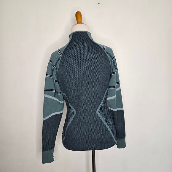 Smartwool Dacono Ski Full-Zip Sweater Green Wool Geometric Women Small - Picture 3 of 11